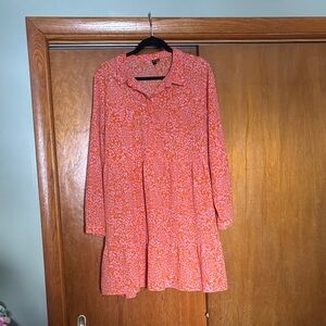 Vero Moda Coral Floral Long Sleeve Dress